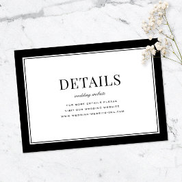 Elegant Black Vintage Typography Wedding Details Informatiekaartje