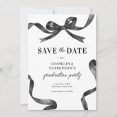Elegant Black Watercolor Bow Graduation Save The Date (Voorkant)
