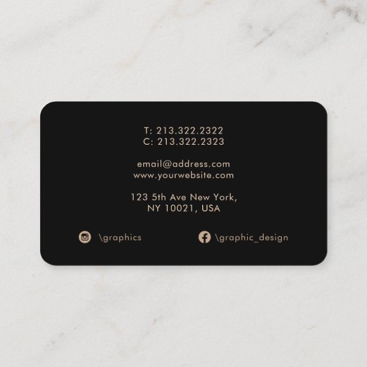 Elegant Black Waterverf Abstracte monogrammen Visitekaartje (Achterkant)