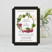 Elegant Black Waterverf Grapes Wreatding Wedding Kaart (Staand voorkant)