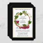 Elegant Black Waterverf Grapes Wreatding Wedding Kaart (Voorkant / Achterkant)