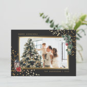 Elegant Black Waterverf met kerstkaarten Feestdagenkaart (Staand voorkant)