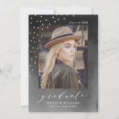 Elegant Black Waterverf Photo Afstuderen Aankondiging (Voorkant)