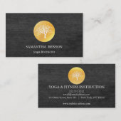 Elegant Black Waterverf Tree Yoga en Meditation Visitekaartje (Voorkant / Achterkant)