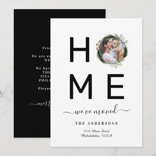 Elegant Black We hebben kerstfoto gemaakt met Wrea Aankondiging (Voorkant / Achterkant)