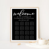 Elegant Black Wedding 16 Table Seating Chart Poster