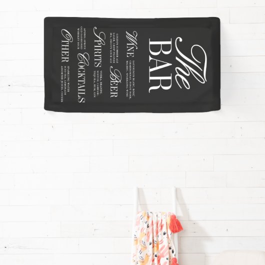 Elegant Black Wedding Bar Menu Reception Decor Spandoek (Insitu)