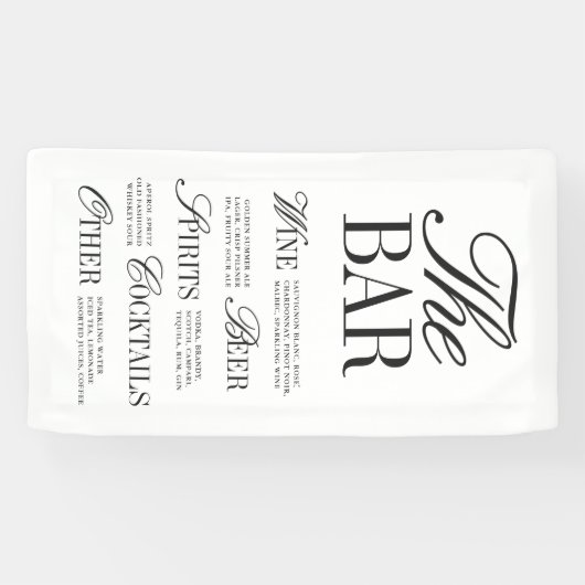 Elegant Black Wedding Bar Menu Reception Decor Spandoek (Horizontaal)
