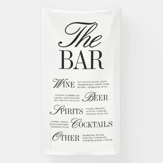 Elegant Black Wedding Bar Menu Reception Decor Spandoek (Verticaal)