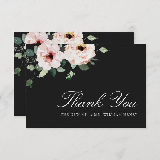 Elegant Black Wedding Bedankkaart (Voorkant / Achterkant)