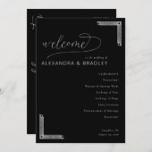 Elegant Black Wedding Ceremony Program Programmakaart (Voorkant / Achterkant)