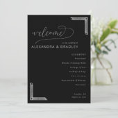 Elegant Black Wedding Ceremony Program Programmakaart (Staand voorkant)