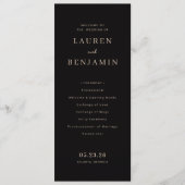 Elegant Black Wedding Ceremony Programmakaart (Voorkant)