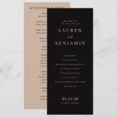 Elegant Black Wedding Ceremony Programmakaart (Voorkant / Achterkant)