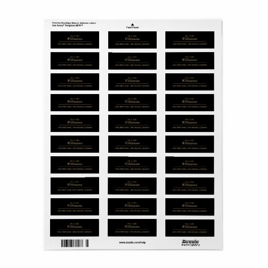 Elegant Black Wedding Etiket (Full Sheet)