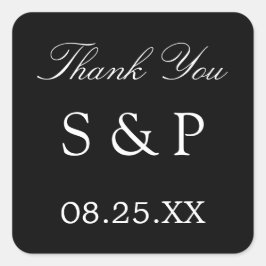 Elegant Black Wedding Favor Dank je Sticker
