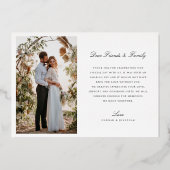 Elegant Black Wedding Foto: Dank je wel Folie Uitnodiging (Achterkant)