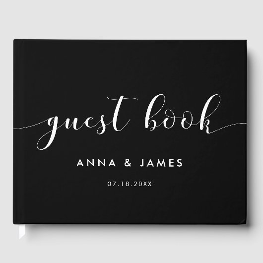 Elegant Black Wedding Gastenboek (Voorkant)