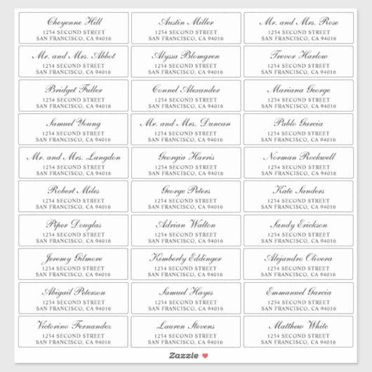 Elegant Black Wedding Guest Adresetiketten Sticker (Vel)