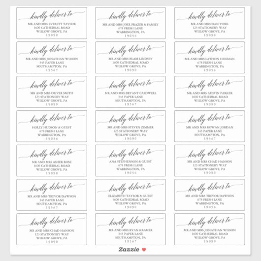 Elegant Black Wedding Guest Adresetiketten Sticker (Vel)