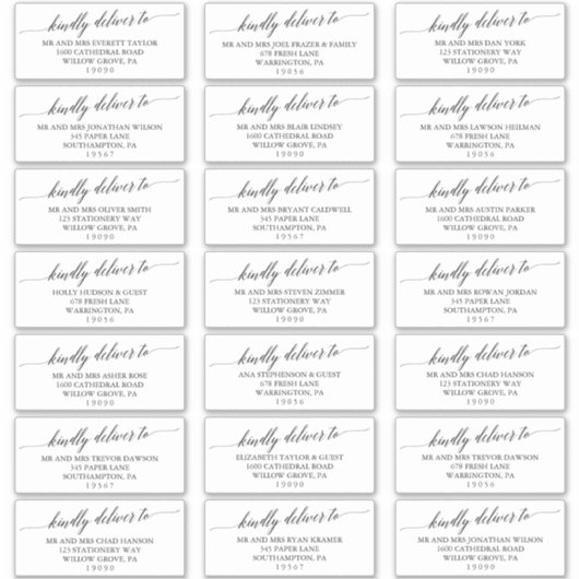 Elegant Black Wedding Guest Adresetiketten Sticker (Voorkant)
