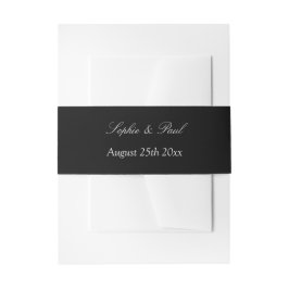 Elegant Black Wedding Invitation Belly Band Uitnodigingen Wikkel