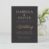 Elegant Black Wedding Invitation Kaart (Staand voorkant)