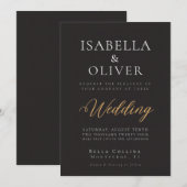 Elegant Black Wedding Invitation Kaart (Voorkant / Achterkant)