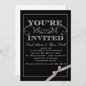 Elegant Black Wedding Invitation Kaart (Voorkant / Achterkant)