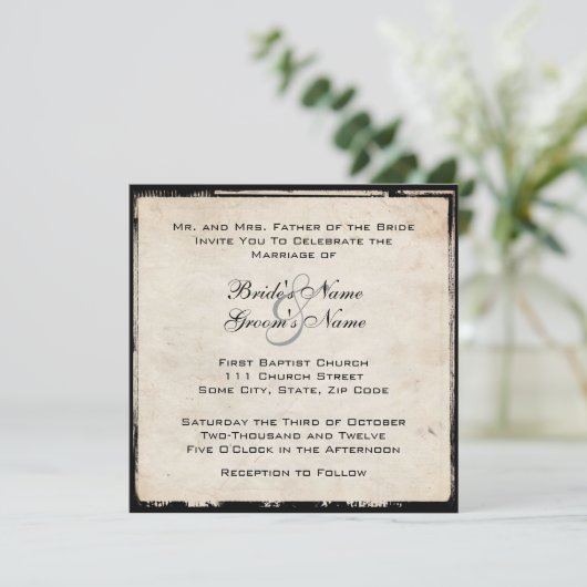Elegant Black Wedding Invitation Kaart (Staand voorkant)
