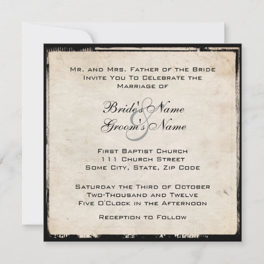 Elegant Black Wedding Invitation Kaart (Voorkant)