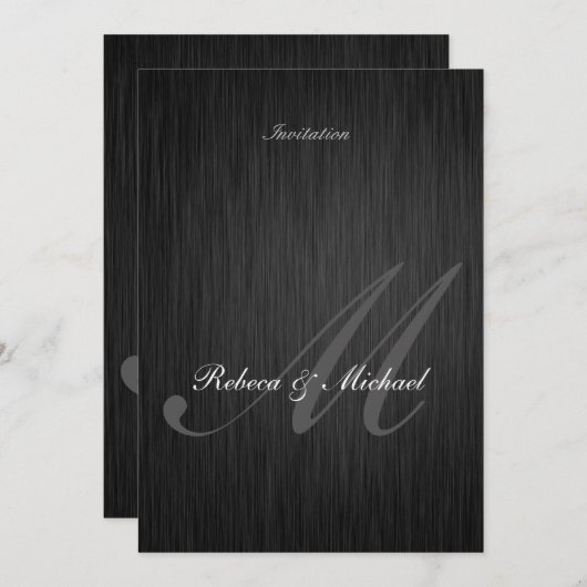 Elegant Black Wedding Invitation Kaart (Voorkant / Achterkant)