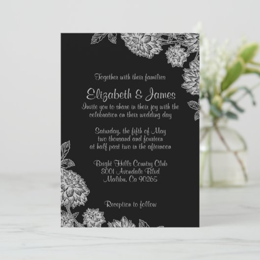 Elegant Black Wedding Invitations Kaart (Staand voorkant)