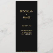 Elegant Black Wedding Menu Gold Foil (Achterkant)