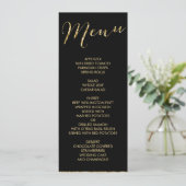 Elegant Black Wedding Menu Gold Foil (Staand voorkant)