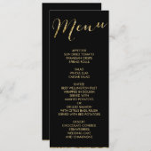 Elegant Black Wedding Menu Gold Foil (Voorkant / Achterkant)