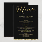Elegant Black Wedding Menu met Gold Foil (Voorkant / Achterkant)