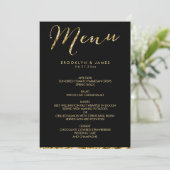 Elegant Black Wedding Menu met Gold Foil (Staand voorkant)
