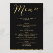 Elegant Black Wedding Menu met Gold Foil (Voorkant)