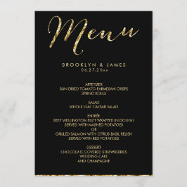 Elegant Black Wedding Menu met Gold Foil