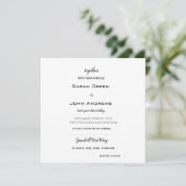 Elegant Black Wedding Monogram Square Invitation Kaart (Staand voorkant)