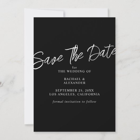 Elegant Black Wedding Photo Save the Date Kaart (Achterkant)