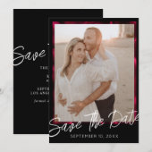 Elegant Black Wedding Photo Save the Date Kaart (Voorkant / Achterkant)