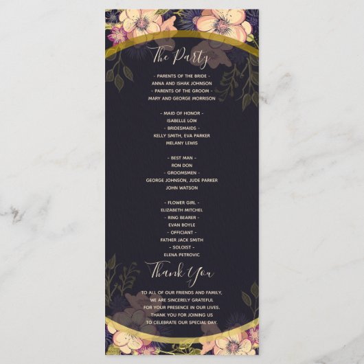Elegant Black Wedding Programmakaart