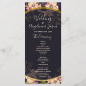 Elegant Black Wedding Programmakaart (Voorkant)