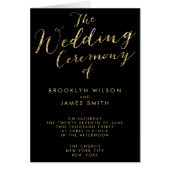 Elegant Black Wedding Programs with Gold Foil (Voorkant)