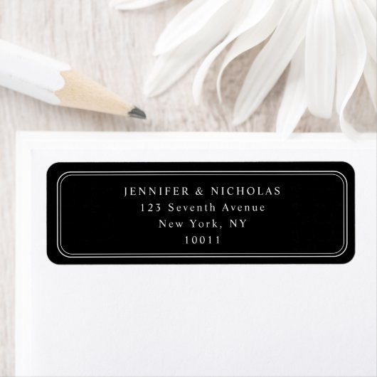 Elegant Black Wedding Return Address Etiket (Insitu)
