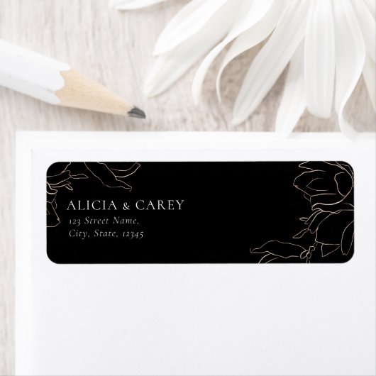 Elegant Black Wedding Return Address Label (Insitu)