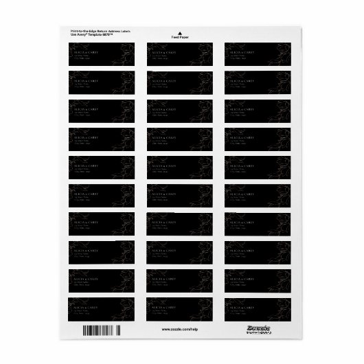 Elegant Black Wedding Return Address Label (Full Sheet)