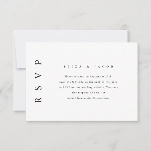 Elegant Black Wedding RSVP met QR-code (Voorkant)